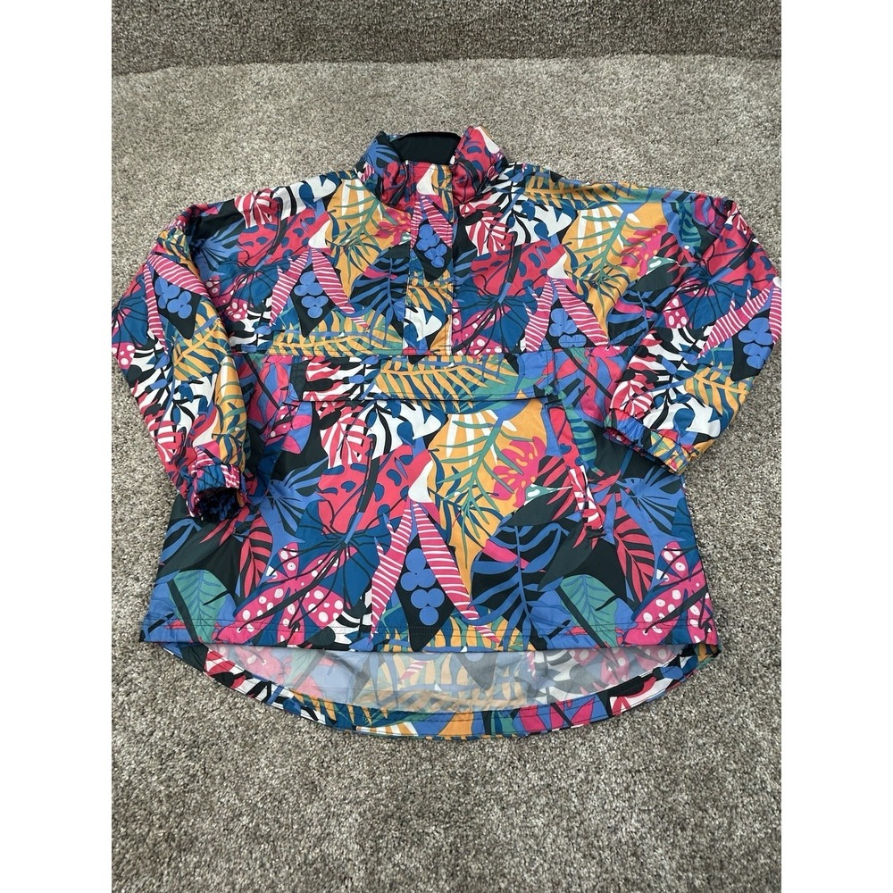 Lauren James Jacket Coat M Windbreaker Packable Hooded Colorful Floral Pullover